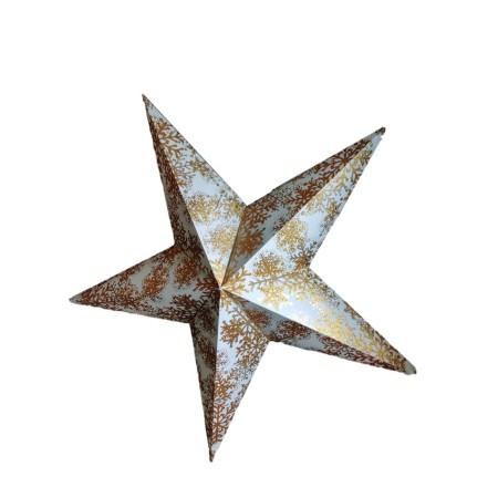 Christmas Xmas Star - 5 Point, White with Golden Zari Print, 80 cms (DELIVERING ONLY IN DELHI)